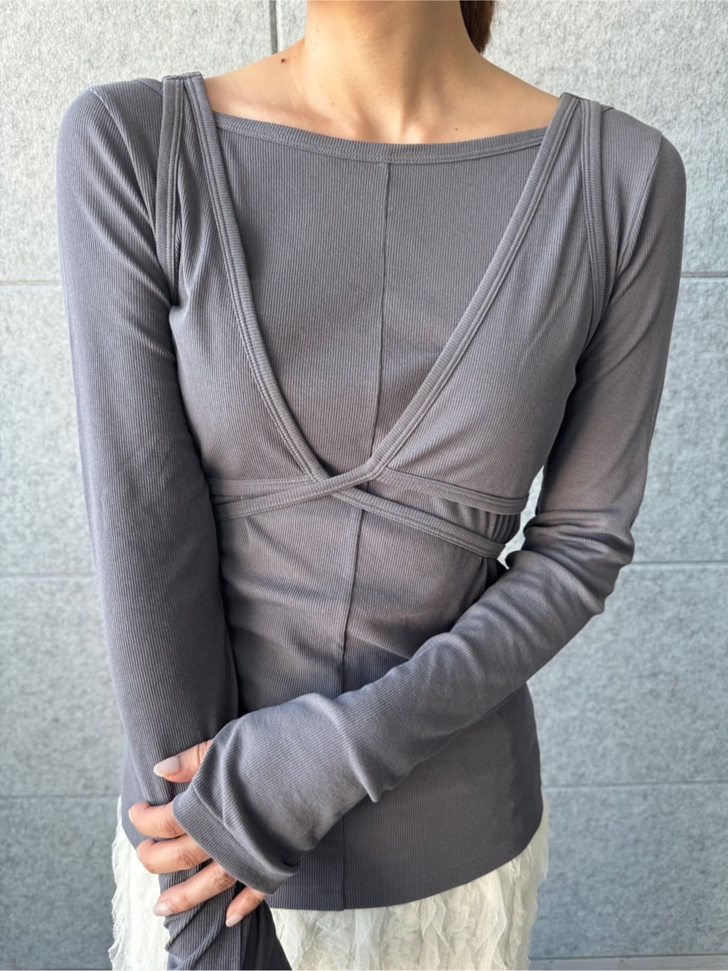 designer yukaさんの「CODE A｜frill lace easy skirt」を使ったコーディネート