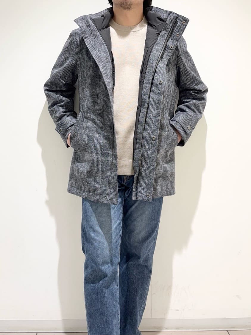 及川さんの「TAKEO KIKUCHI｜【3WAY】ジャカード グレンチェック ダウンライナー ブルゾン」を使ったコーディネート