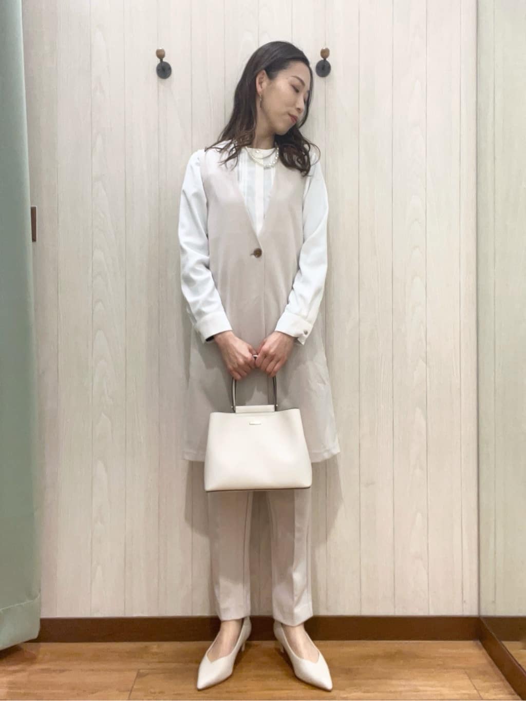 カンチャンさんの「SHOO･LA･RUE｜◆【洗える/S-3L/セットアップ可】セレモニーや通勤にも カットジョーゼット ジレ」を使ったコーディネート