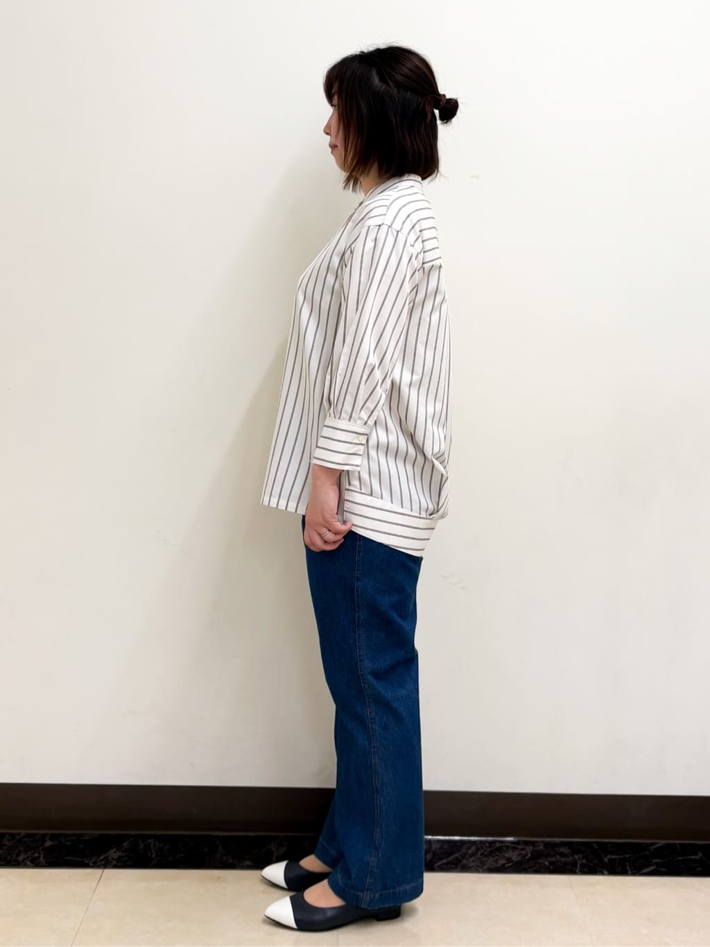 ミヨさんの「Reflect｜◆【夏SALE／接触冷感／洗える】ストライプコクーンシルエットシャツ」を使ったコーディネート