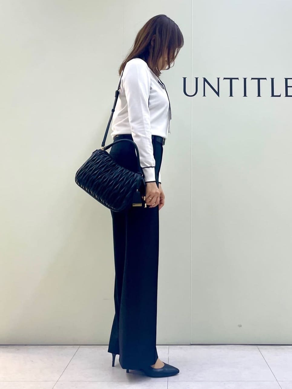 Sakaiさんの「UNTITLED｜◆【アンサンブル可能】ボウタイ 配色プルオーバーニット」を使ったコーディネート