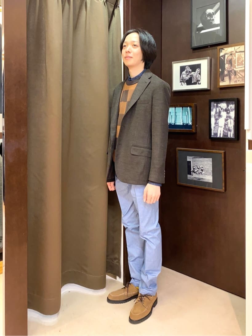 コバヤシさんの「TAKEO KIKUCHI｜【Made in JAPAN】播州織 ヘリンボン ストレート パンツ」を使ったコーディネート