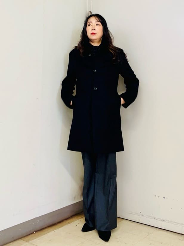 iwさんの「TAKEO KIKUCHI｜【ウールカシミヤブレンド】ビーバー調 スタンドカラー コート」を使ったコーディネート
