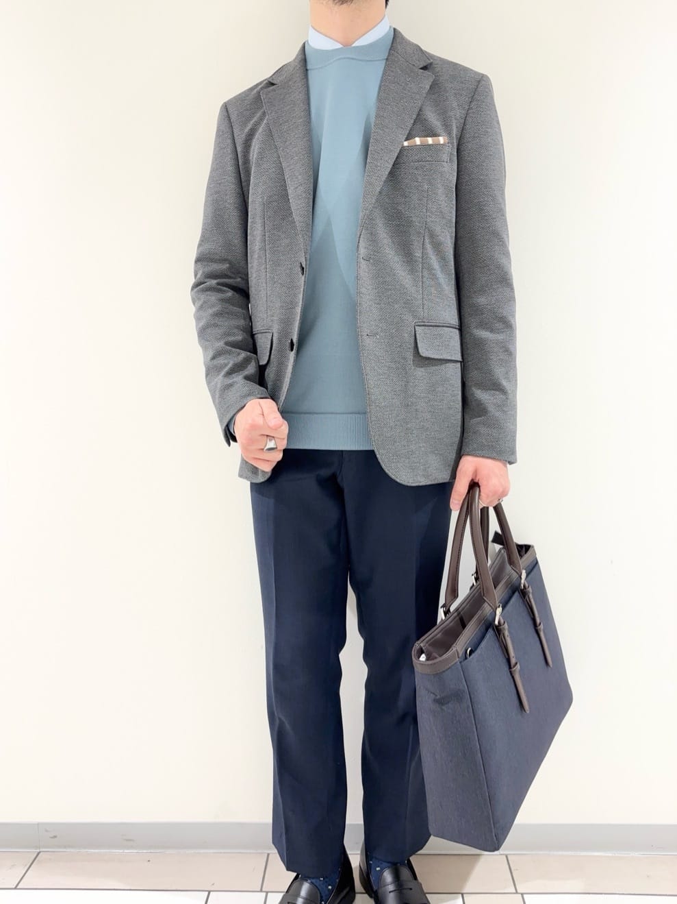 及川さんの「TAKEO KIKUCHI｜◆メランジ ハニカム ストレッチ ジャケット」を使ったコーディネート