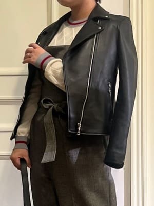なべちゃんさんの「DRESSTERIOR｜◆【本革】ラムレザーライダースジャケット」を使ったコーディネート