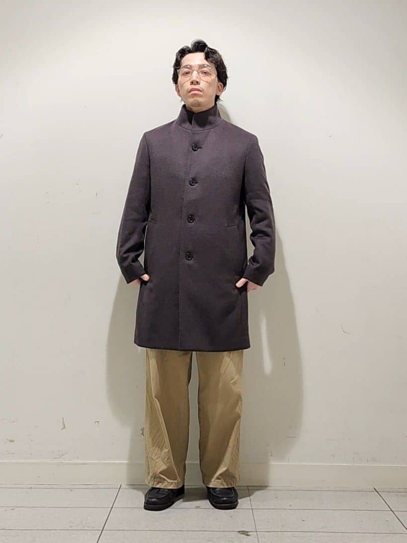 Maedaさんの「TAKEO KIKUCHI｜【ウールカシミヤブレンド】ビーバー調 スタンドカラー コート」を使ったコーディネート