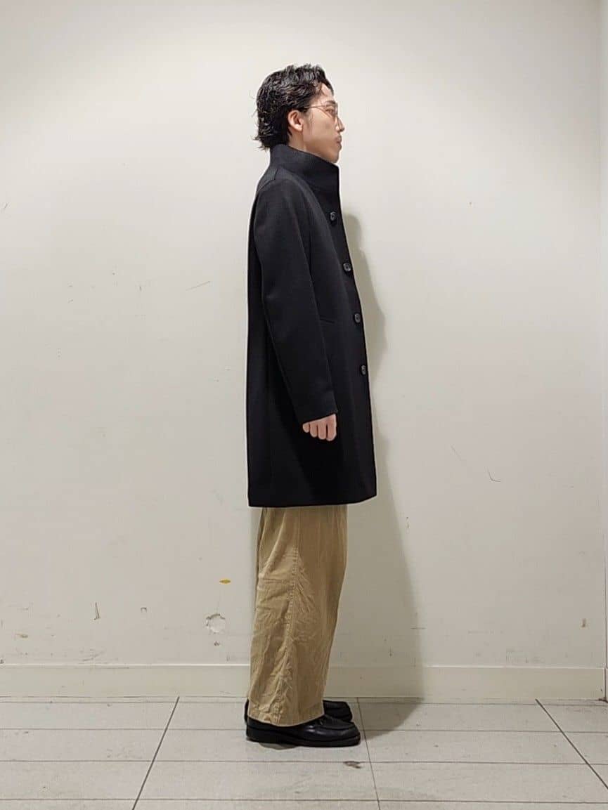 Maedaさんの「TAKEO KIKUCHI｜【ウールカシミヤブレンド】ビーバー調 スタンドカラー コート」を使ったコーディネート