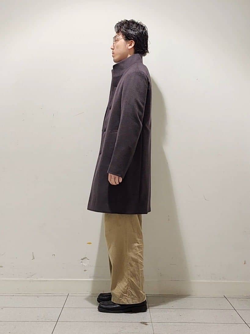 Maedaさんの「TAKEO KIKUCHI｜【ウールカシミヤブレンド】ビーバー調 スタンドカラー コート」を使ったコーディネート