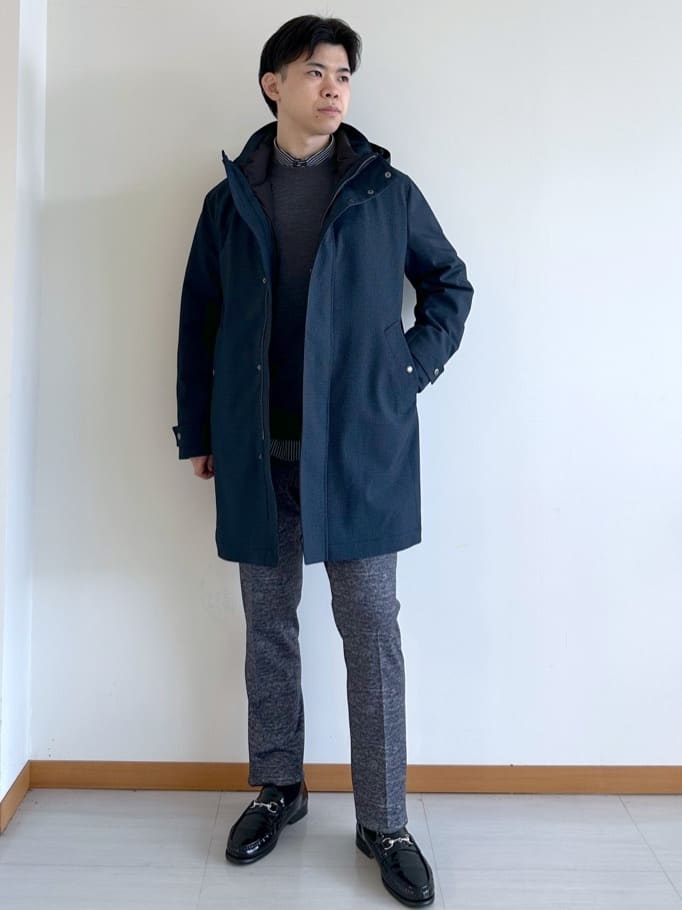 イッシーさんの「TAKEO KIKUCHI｜【3WAY】ハウンズトゥース ダウンライナー コート」を使ったコーディネート