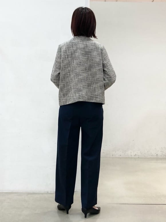 fujiさんの「THE SHOP TK｜◆【ONOFF活躍/セレモニー/通勤】ツイードノーカラージャケット/洗える」を使ったコーディネート