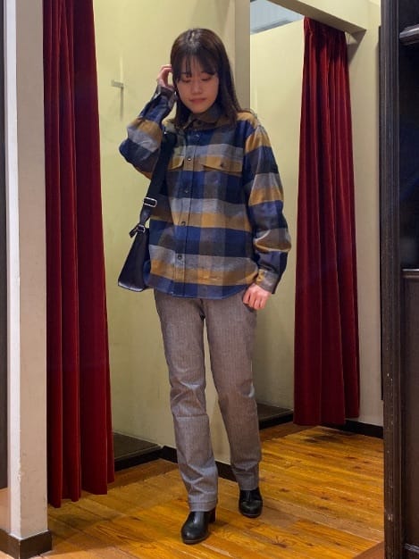 かわぴーさんの「TAKEO KIKUCHI｜【Made in JAPAN】播州織 ヘリンボン ストレート パンツ」を使ったコーディネート
