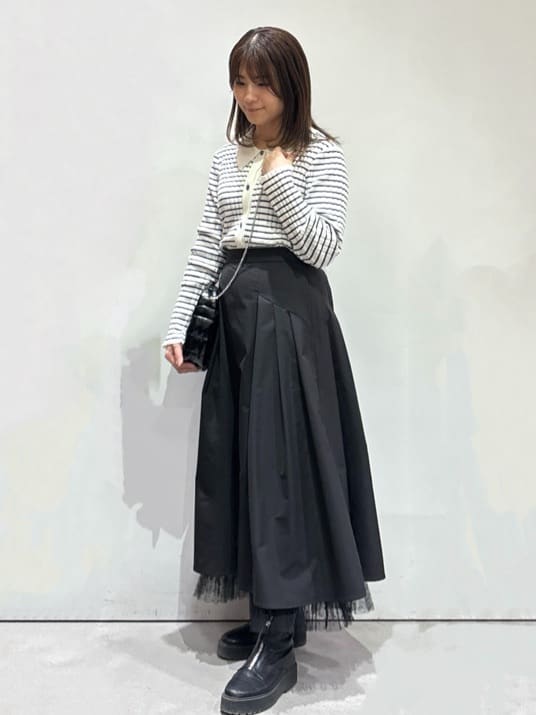 まみさんの「OPAQUE.CLIP｜◆《CLASSY掲載》ランダムリブポロ衿ニット【洗濯機洗い可】」を使ったコーディネート