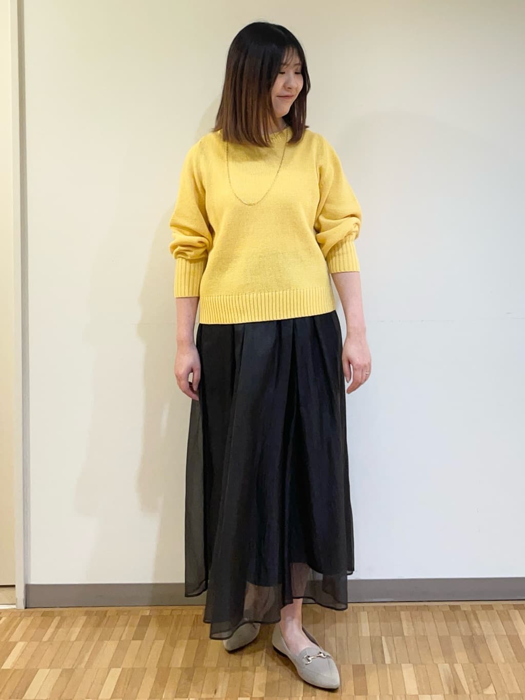 フナキさんの「UNTITLED｜◆【後ろウエストゴム/洗える】シアーローンロングスカート」を使ったコーディネート