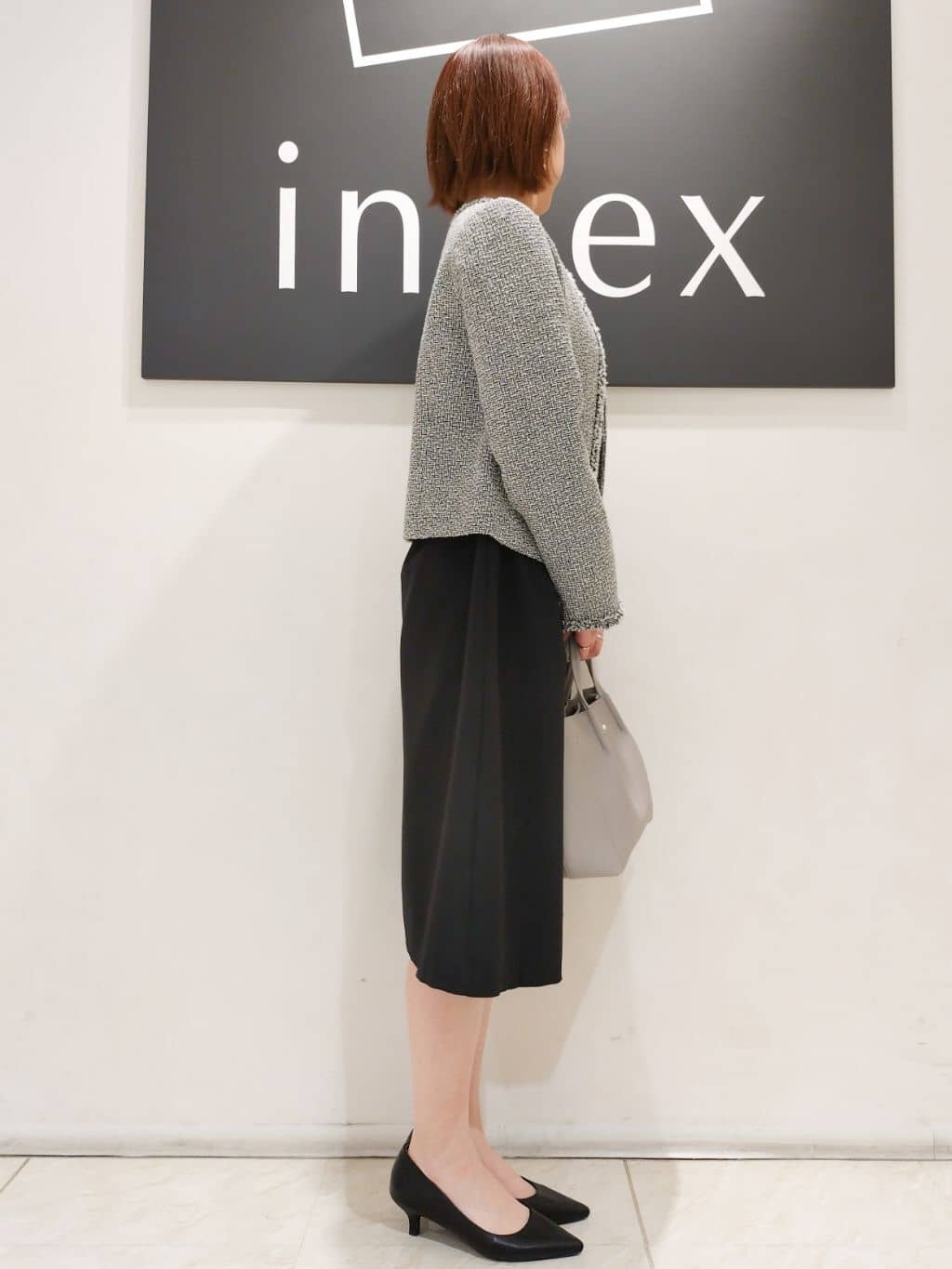 n.さんの「index｜◆＜通勤・セレモニー／セットアップ対応＞ノーカラーツイードジャケット【洗える】」を使ったコーディネート