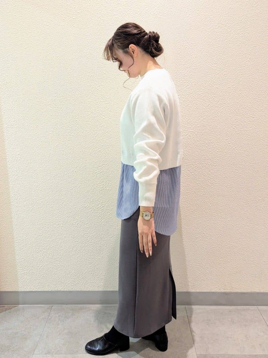 ayakaさんの「Dessin｜◆【洗える】シャツレイヤード風ニット」を使ったコーディネート