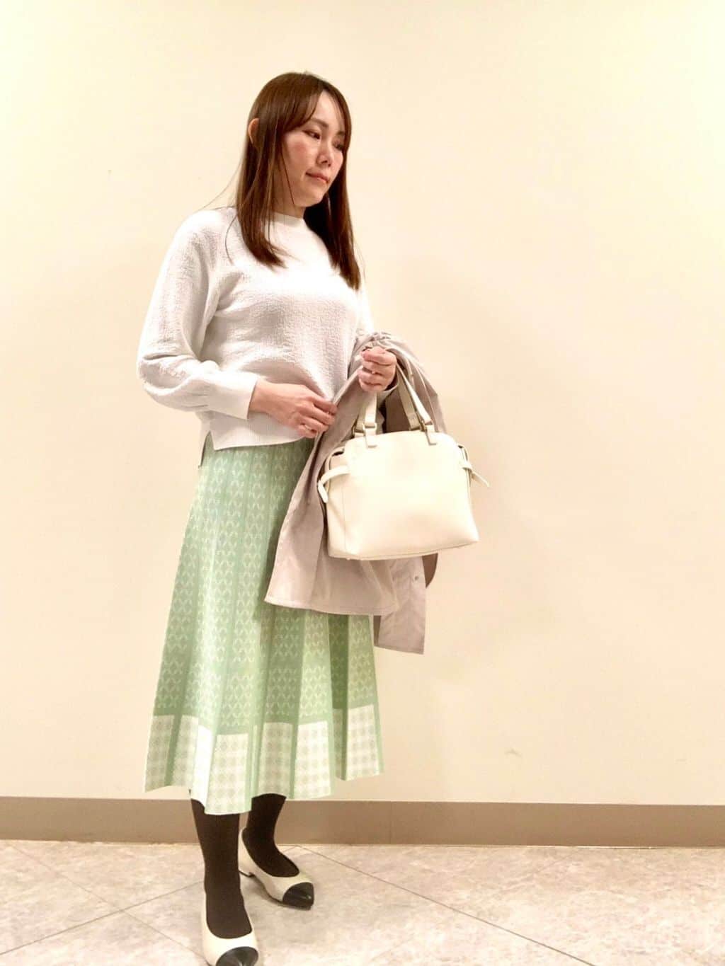 shimoさんの「Reflect｜◆プチハイネックジャカードニット」を使ったコーディネート