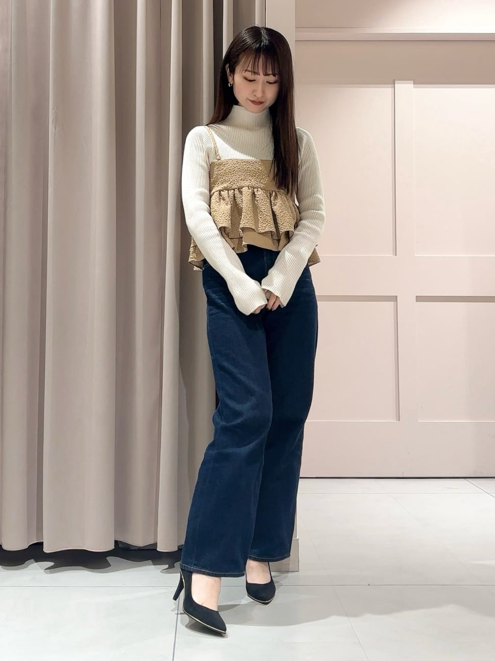 RINAさんの「ESPERANZA｜【晴雨兼用/12時間パンプス】約8.5cm　歩きやすくて疲れにくい」を使ったコーディネート