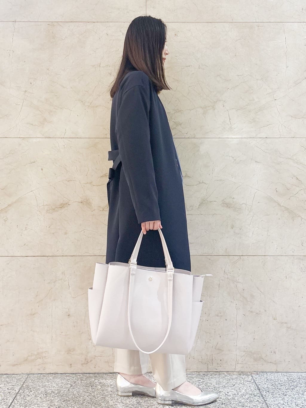 marinaさんの「index｜◆《6color》ラメラインバンドカラーシャツ【洗濯機洗い可／イージーアイロン／防シワ】」を使ったコーディネート