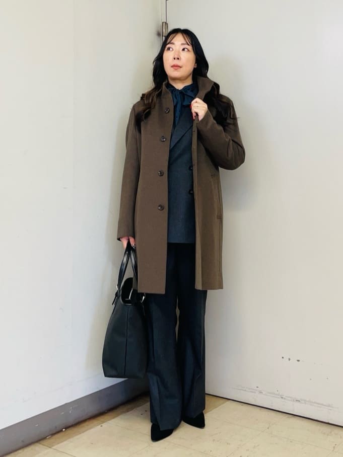 iwさんの「TAKEO KIKUCHI｜【ウールカシミヤブレンド】ビーバー調 スタンドカラー コート」を使ったコーディネート