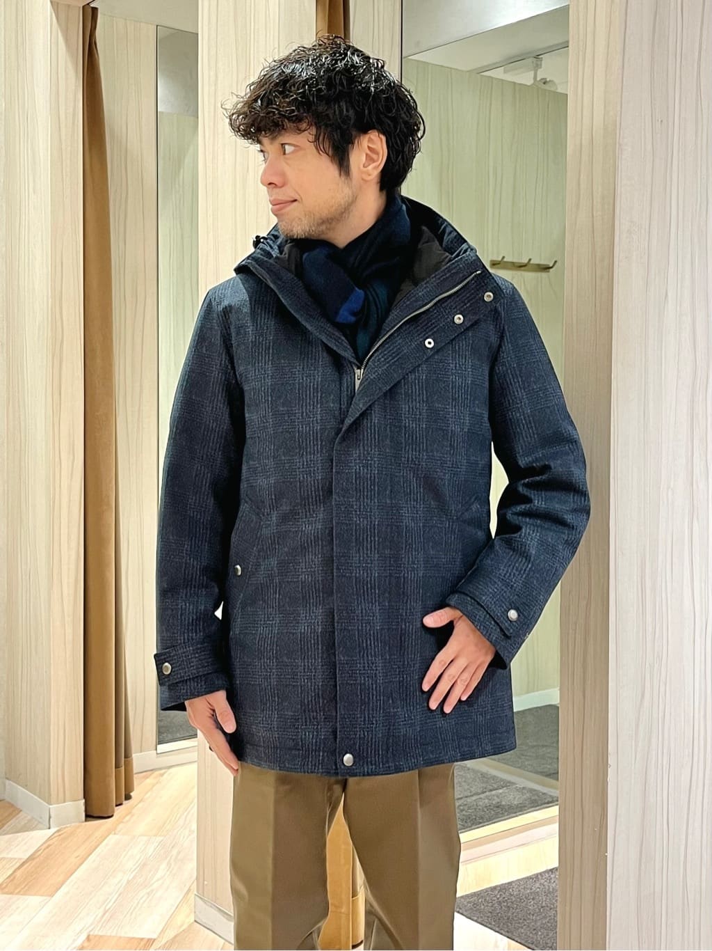 URAさんの「TAKEO KIKUCHI｜【3WAY】ジャカード グレンチェック ダウンライナー ブルゾン」を使ったコーディネート