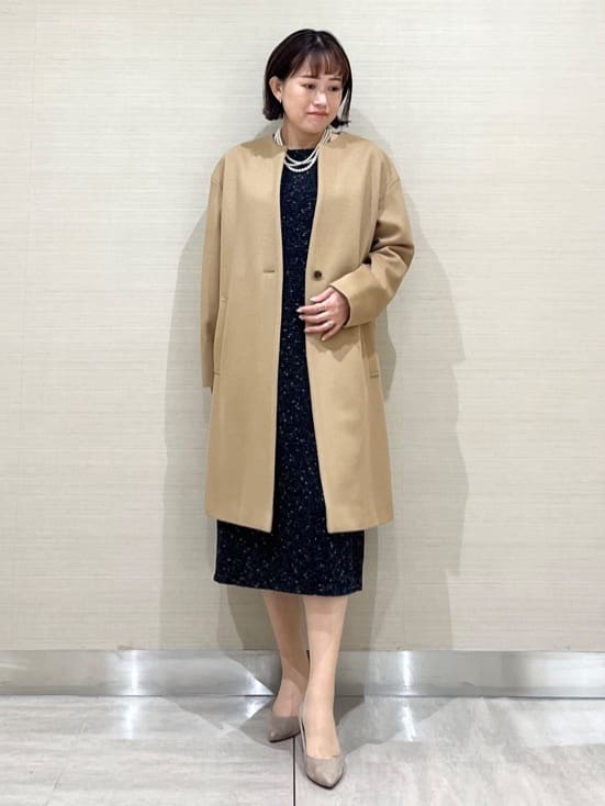なつよさんの「UNTITLED｜【日本製／通勤／フォーマル】カシミヤ混ノーカラーコート」を使ったコーディネート