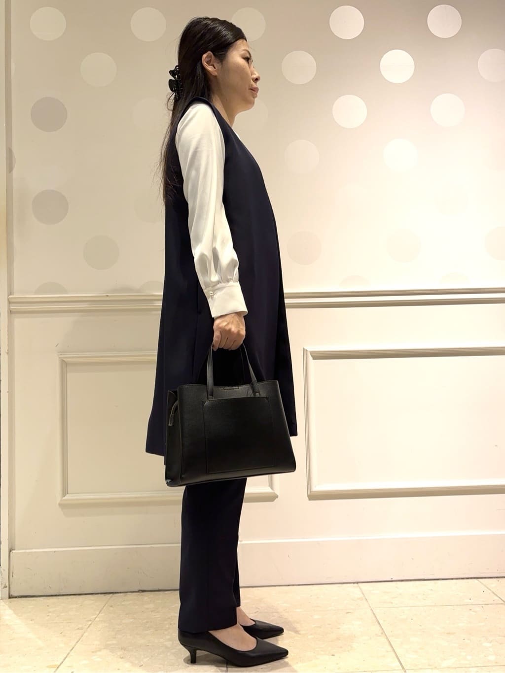 あきさんの「OPAQUE.CLIP｜◆《通勤/セットアップ対応》ロングジレ/ダブルクロス【洗濯機洗い可】」を使ったコーディネート