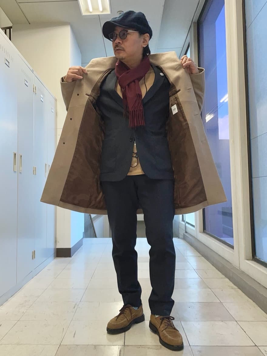 MAKOTO AIさんの「TAKEO KIKUCHI｜【ウールカシミヤブレンド】ビーバー調 スタンドカラー コート」を使ったコーディネート