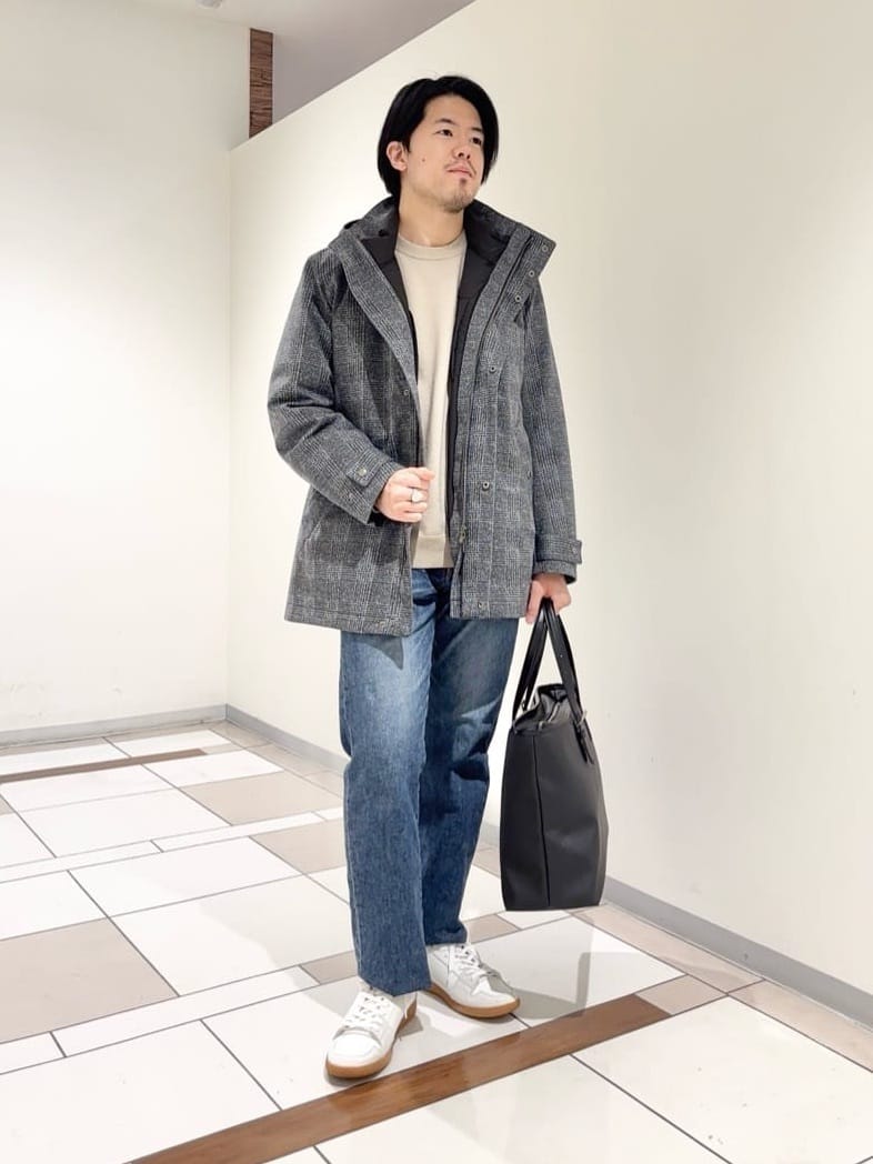 及川さんの「TAKEO KIKUCHI｜【3WAY】ジャカード グレンチェック ダウンライナー ブルゾン」を使ったコーディネート
