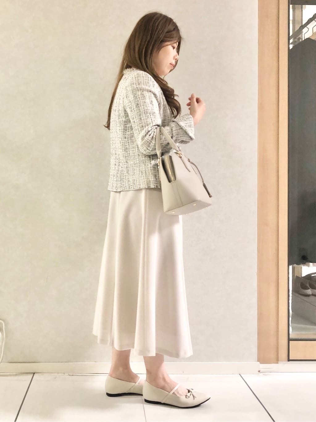 sayuさんの「UNTITLED｜◆【入卒/セレモニー/通勤】ラメツイード ノーカラージャケット」を使ったコーディネート