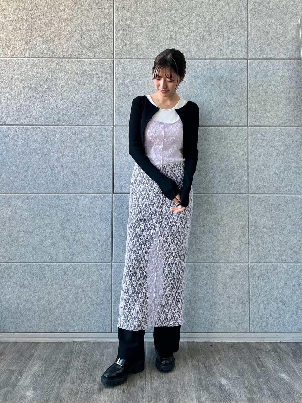 harunaさんの「CODE A｜stretch lace cami dress」を使ったコーディネート