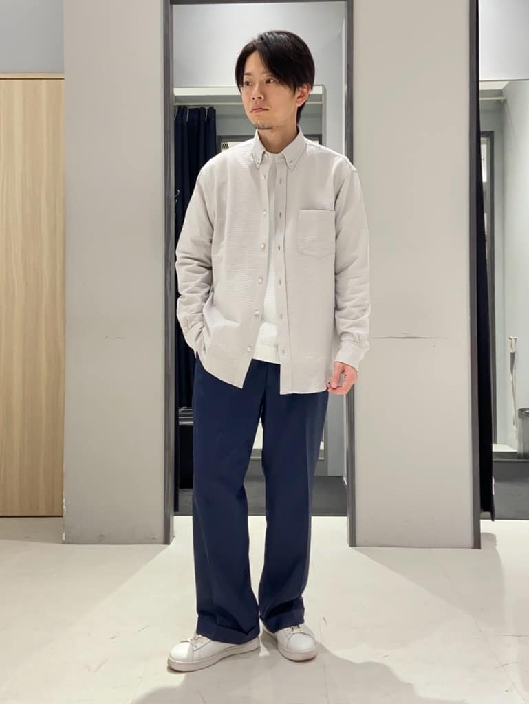 わいずみさんの「TAKEO KIKUCHI｜【抗菌防臭/シーズンレス】シアサッカー ジャージシャツ」を使ったコーディネート