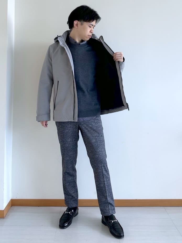 イッシーさんの「TAKEO KIKUCHI｜【ONOFF対応】TRダブルニット ストレッチパンツ」を使ったコーディネート
