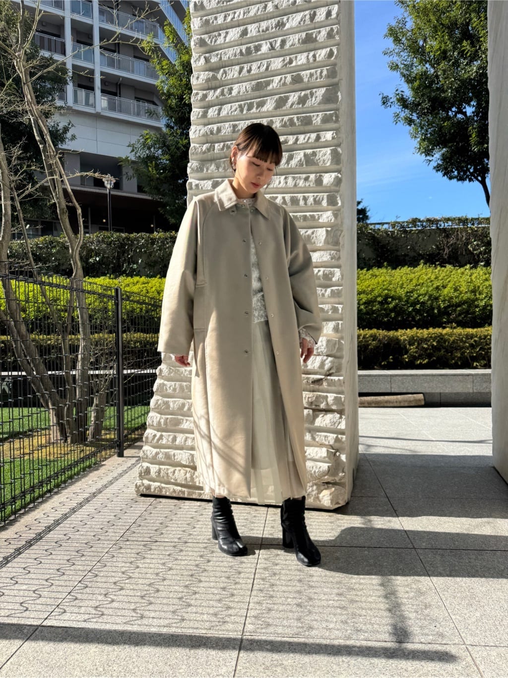 designer yukaさんの「CODE A｜shiny sheer pleated skirt」を使ったコーディネート