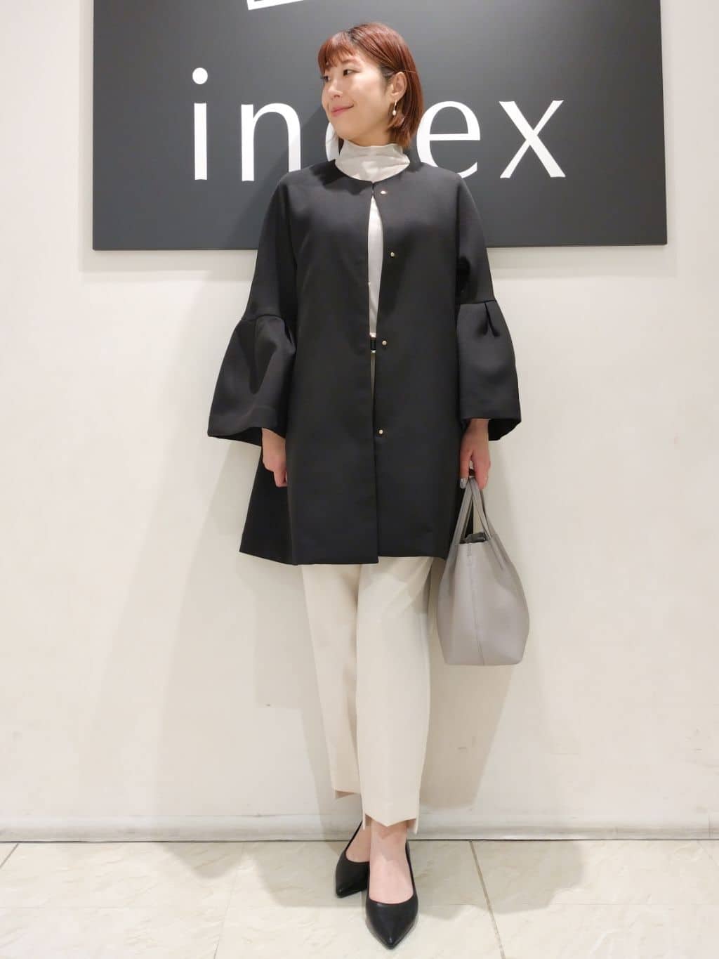 n.さんの「index｜◆フレアスリーブミドルコート【洗える】」を使ったコーディネート