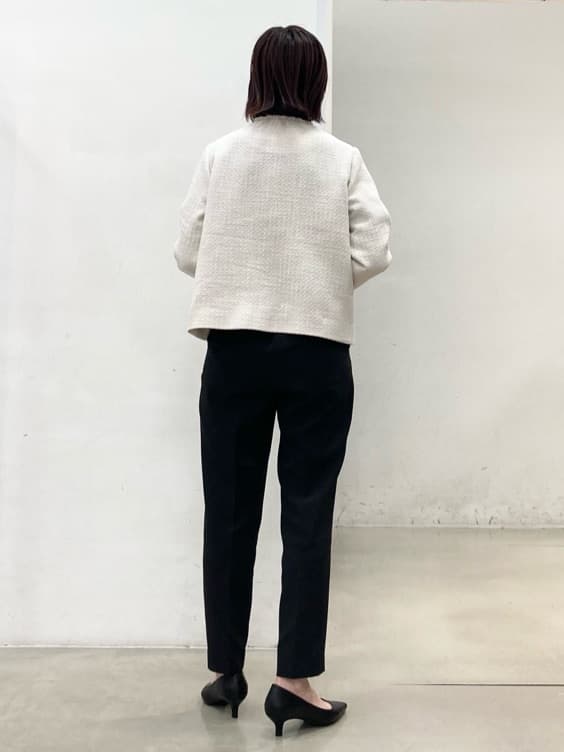 fujiさんの「THE SHOP TK｜◆【ONOFF活躍/セレモニー/通勤】ツイードノーカラージャケット/洗える」を使ったコーディネート