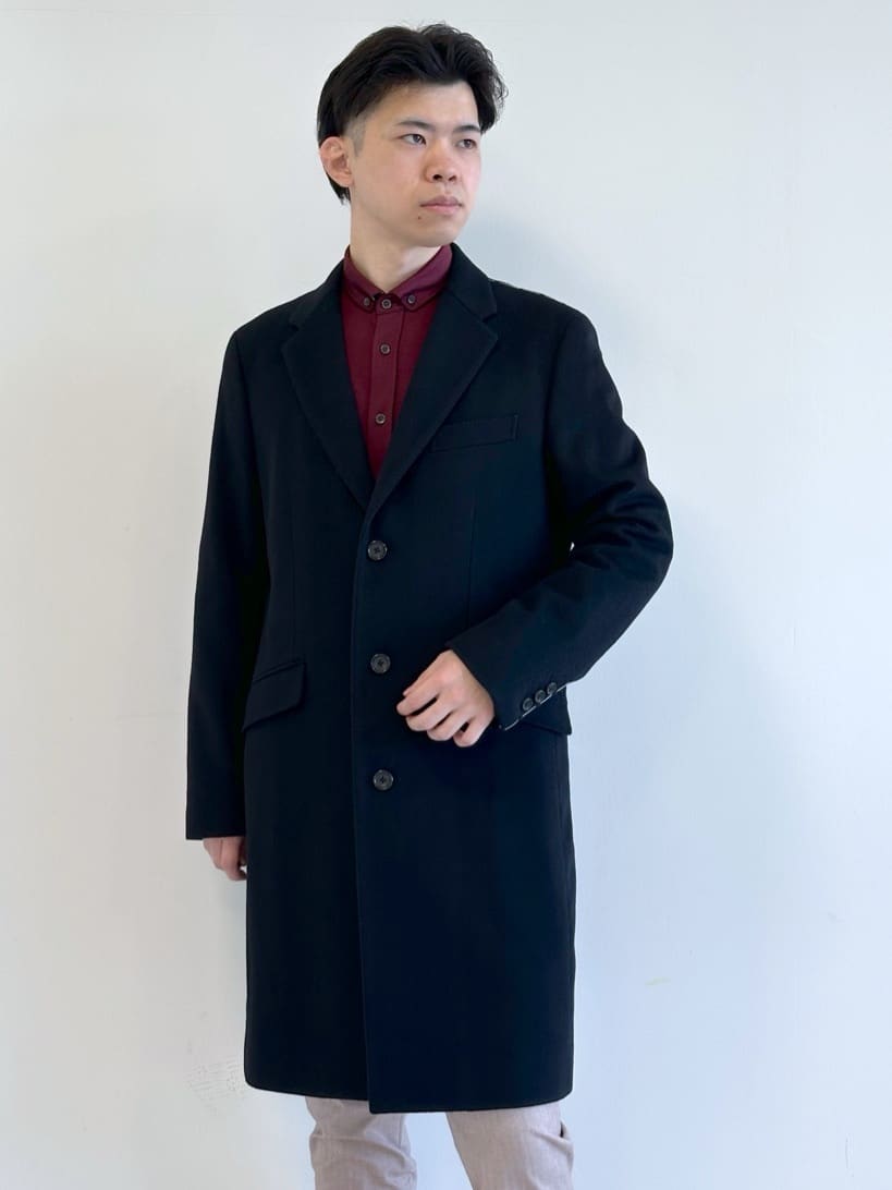 イッシーさんの「TAKEO KIKUCHI｜ウールカシミヤブレンド チェスターコート」を使ったコーディネート