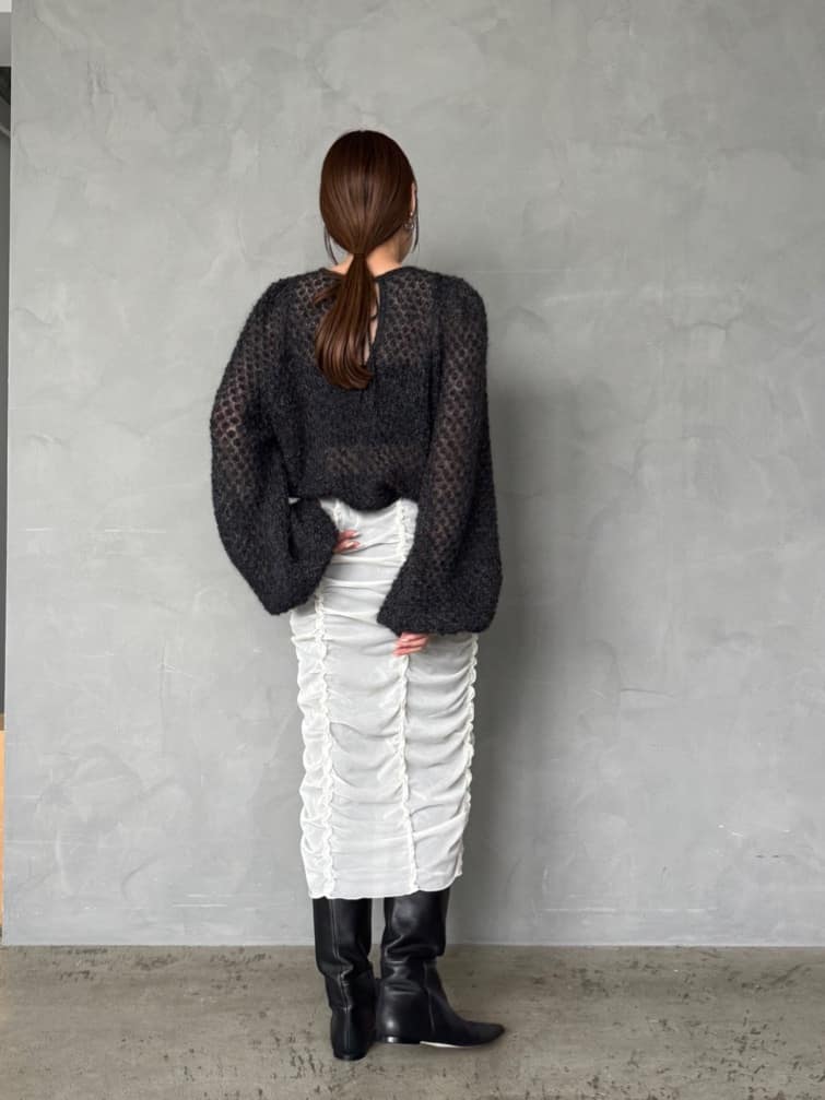 designer yukaさんの「CODE A｜2way sheer mohair pullover」を使ったコーディネート