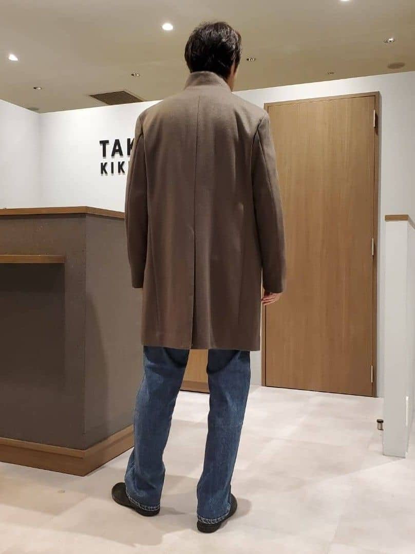 ishidaさんの「TAKEO KIKUCHI｜【ウールカシミヤブレンド】ビーバー調 スタンドカラー コート」を使ったコーディネート