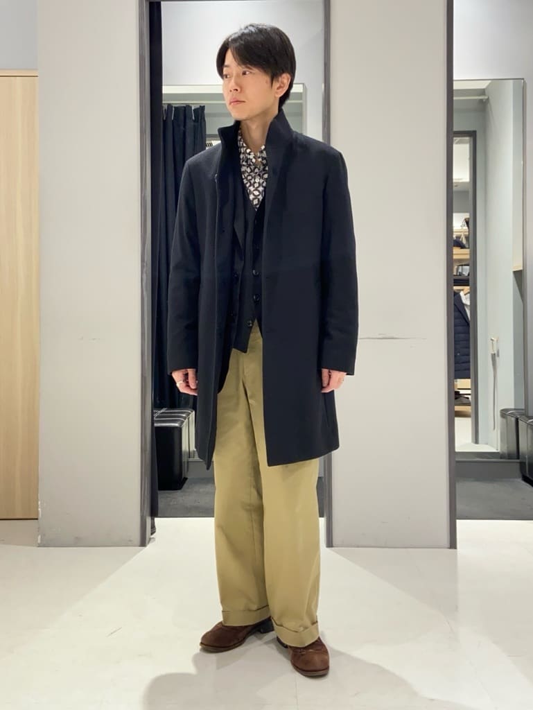 わいずみさんの「TAKEO KIKUCHI｜【ウールカシミヤブレンド】ビーバー調 スタンドカラー コート」を使ったコーディネート