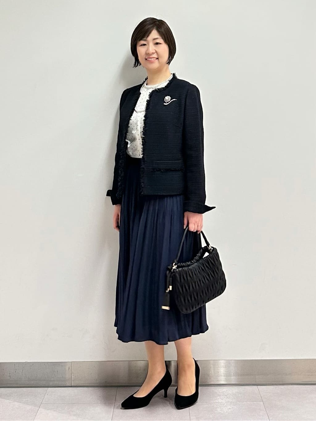 みなこさんの「UNTITLED｜◆【入卒/セレモニー/通勤】ラメツイード ノーカラージャケット」を使ったコーディネート