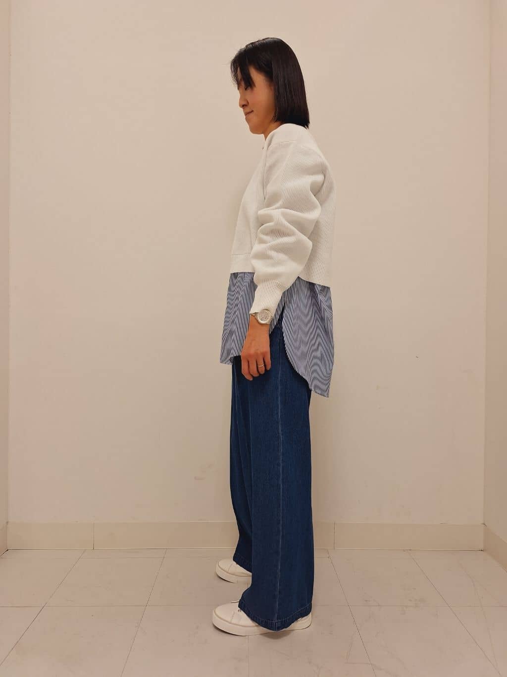 Yamadaさんの「Dessin｜◆【洗える】シャツレイヤード風ニット」を使ったコーディネート