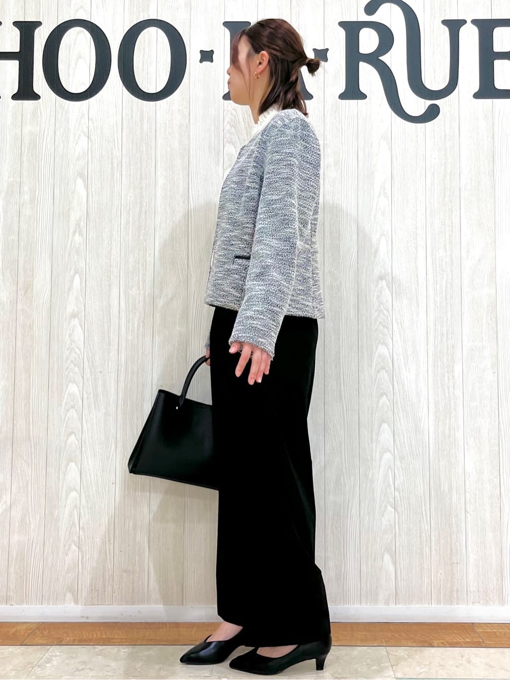 shiiさんの「SHOO･LA･RUE｜◆【S-3L】セレモニーからデイリーにも 軽くて柔らかくて着心地の良い カットツイードジャケット」を使ったコーディネート