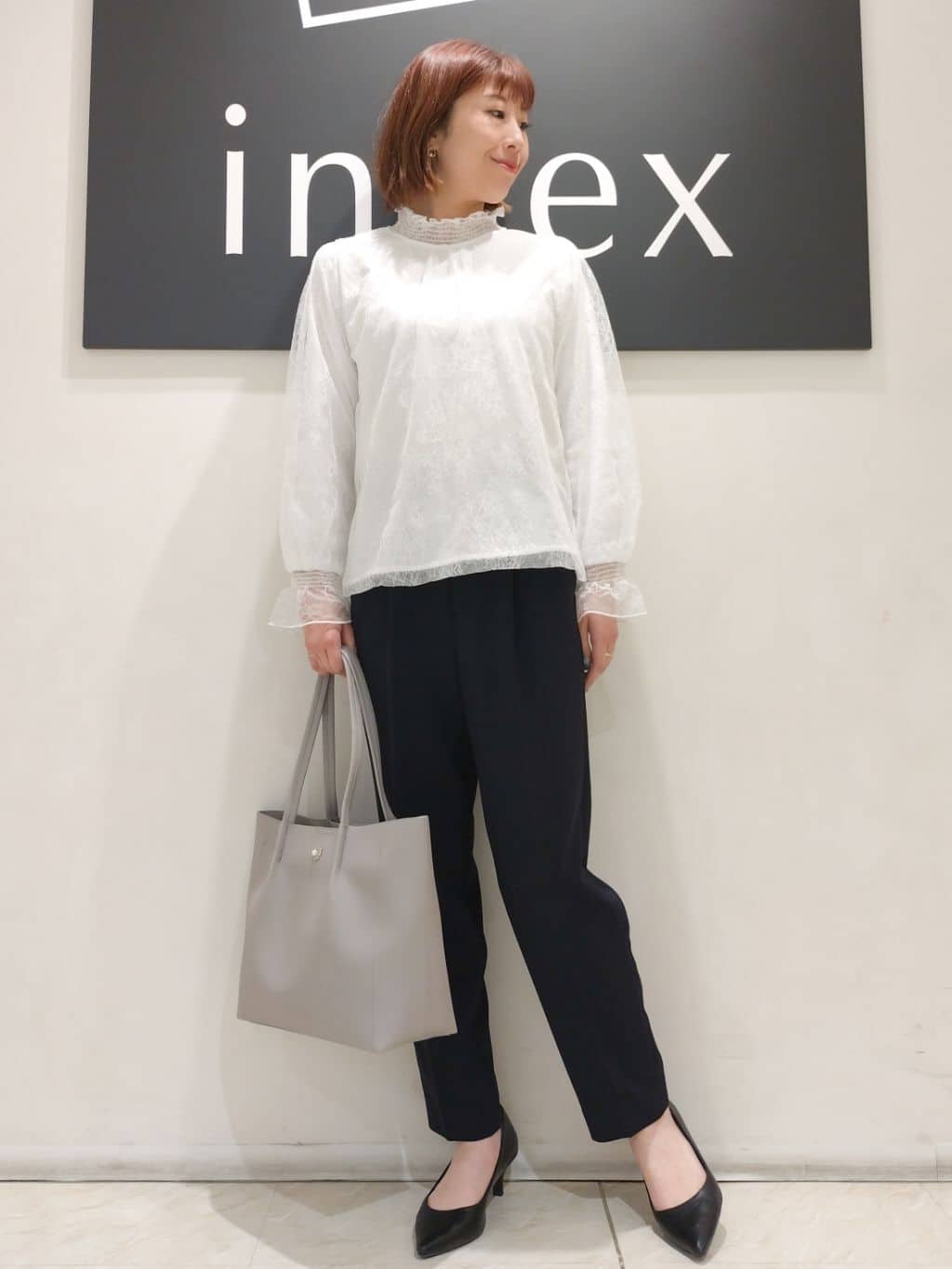 n.さんの「index｜◆シャーリング総レーストップス【洗濯機洗い可】」を使ったコーディネート
