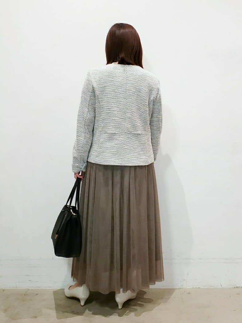 TSUCHIYAさんの「SHOO･LA･RUE｜◆【S-3L】セレモニーからデイリーにも 軽くて柔らかくて着心地の良い カットツイードジャケット」を使ったコーディネート