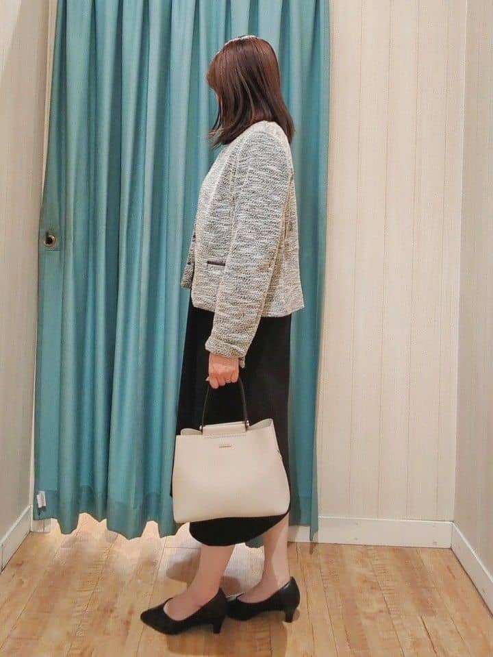 kawa.さんの「SHOO･LA･RUE｜◆【S-3L】セレモニーからデイリーにも 軽くて柔らかくて着心地の良い カットツイードジャケット」を使ったコーディネート