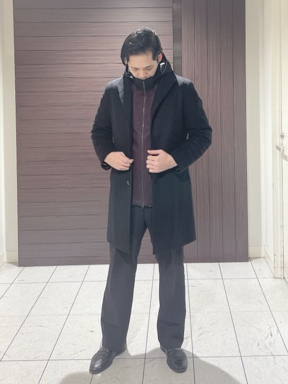ToyoPさんの「TAKEO KIKUCHI｜【ウールカシミヤブレンド】ビーバー調 スタンドカラー コート」を使ったコーディネート