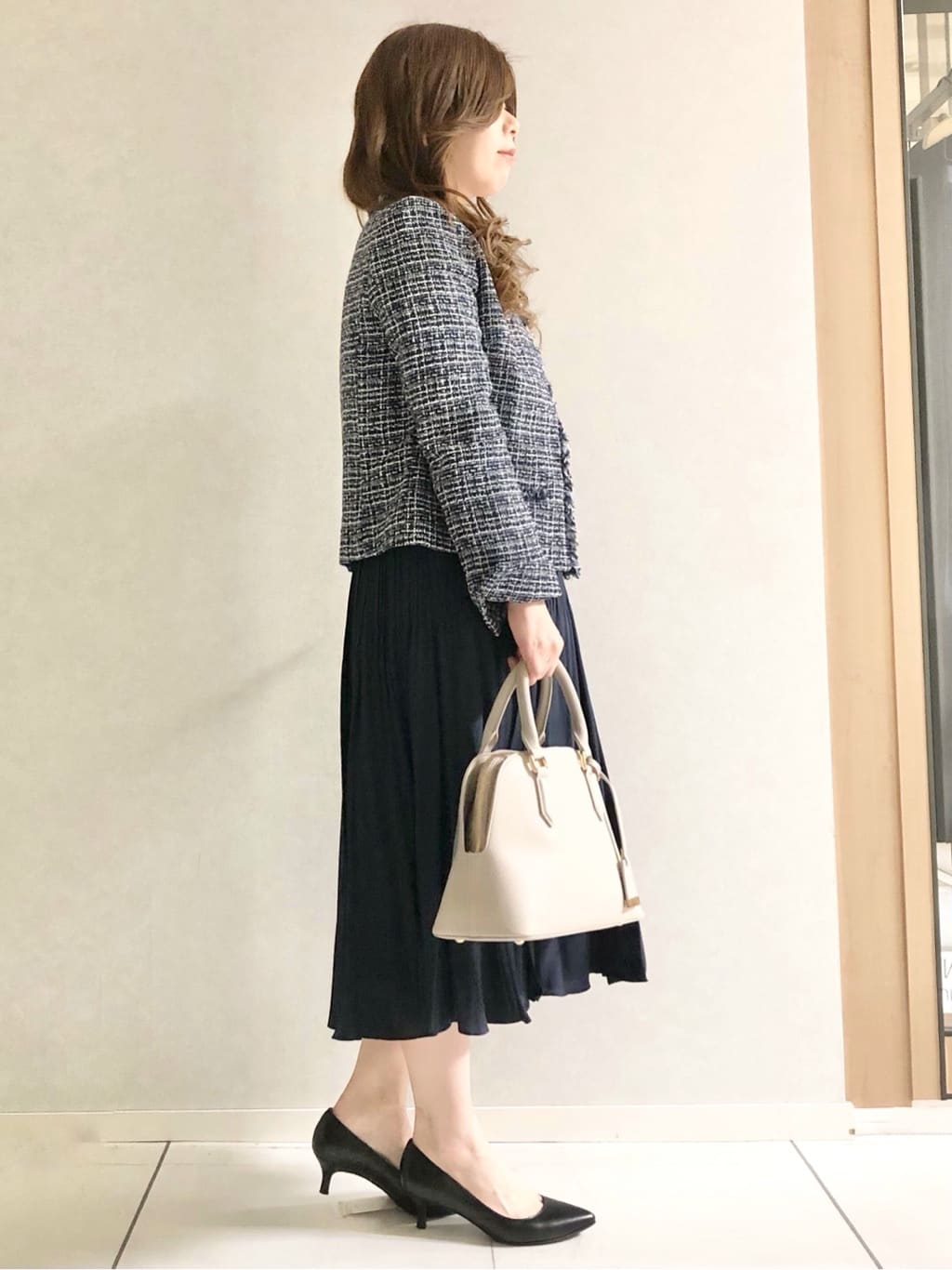 sayuさんの「UNTITLED｜◆【入卒/セレモニー/通勤】ラメツイード ノーカラージャケット」を使ったコーディネート
