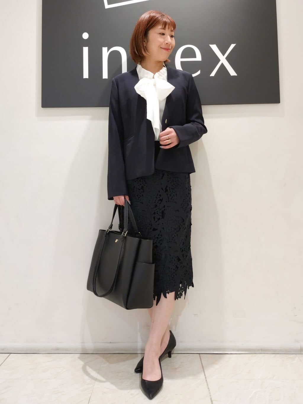 n.さんの「index｜◆フリルギャザーボウタイブラウス【洗濯機可】」を使ったコーディネート