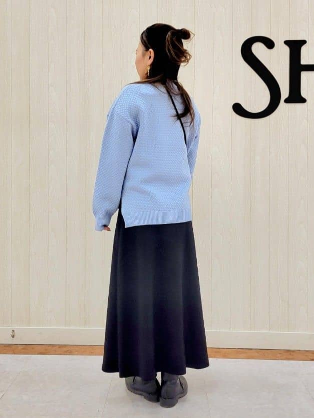nanahachiさんの「SHOO･LA･RUE｜◆【高レビュー/洗える/S-LL】ポコポコの表面感が魅力 ラーベン柄ニット」を使ったコーディネート