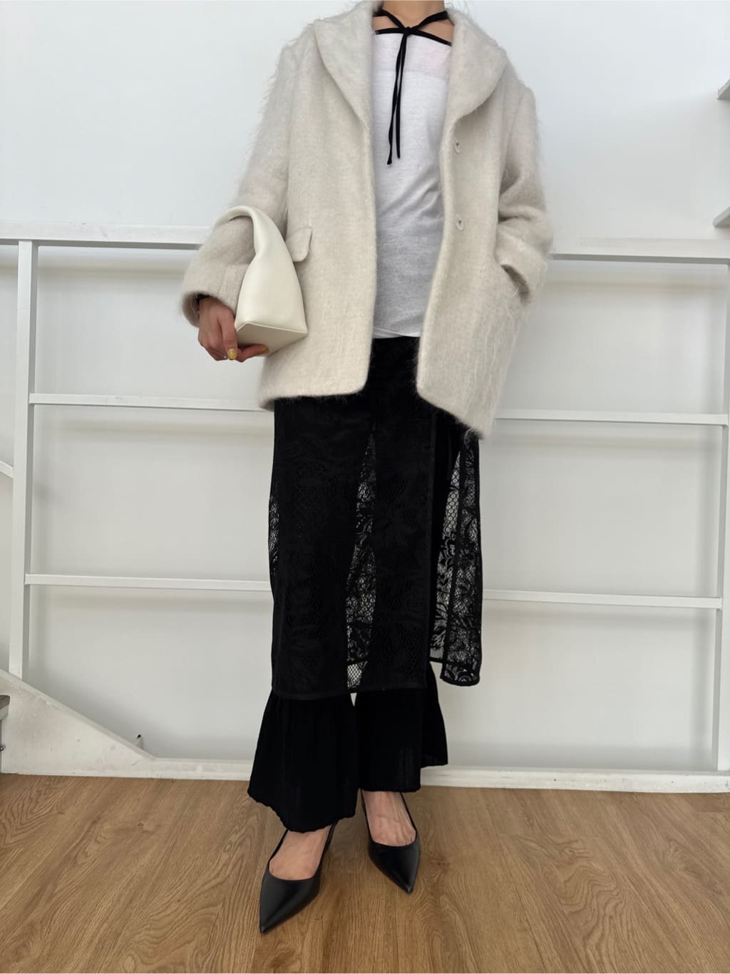 uchi__yamaさんの「CODE A｜shaggy jacket coat」を使ったコーディネート